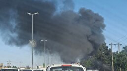 ببینید/ حریق کارخانه موتورسیکلت در مشهد