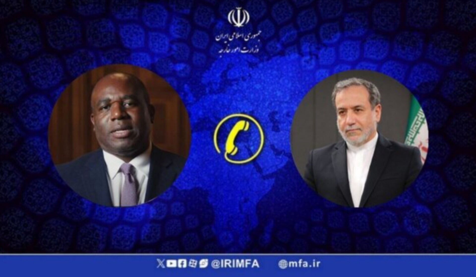 رایزنی وزرای خارجه ایران و انگلیس/ دیوید لمی: امیدواریم که شاهد خویشتن‌داری از سوی همه طرف‌ها و حل مسائل از طریق دیپلماسی باشیم/ عراقچی: درخواست‌ها برای خویشتن‌داری از سوی تهران در مقابل اسرائیل، ناموجه است